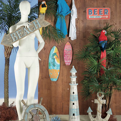Тема для декоративного оформления "Пляж, серфинг"